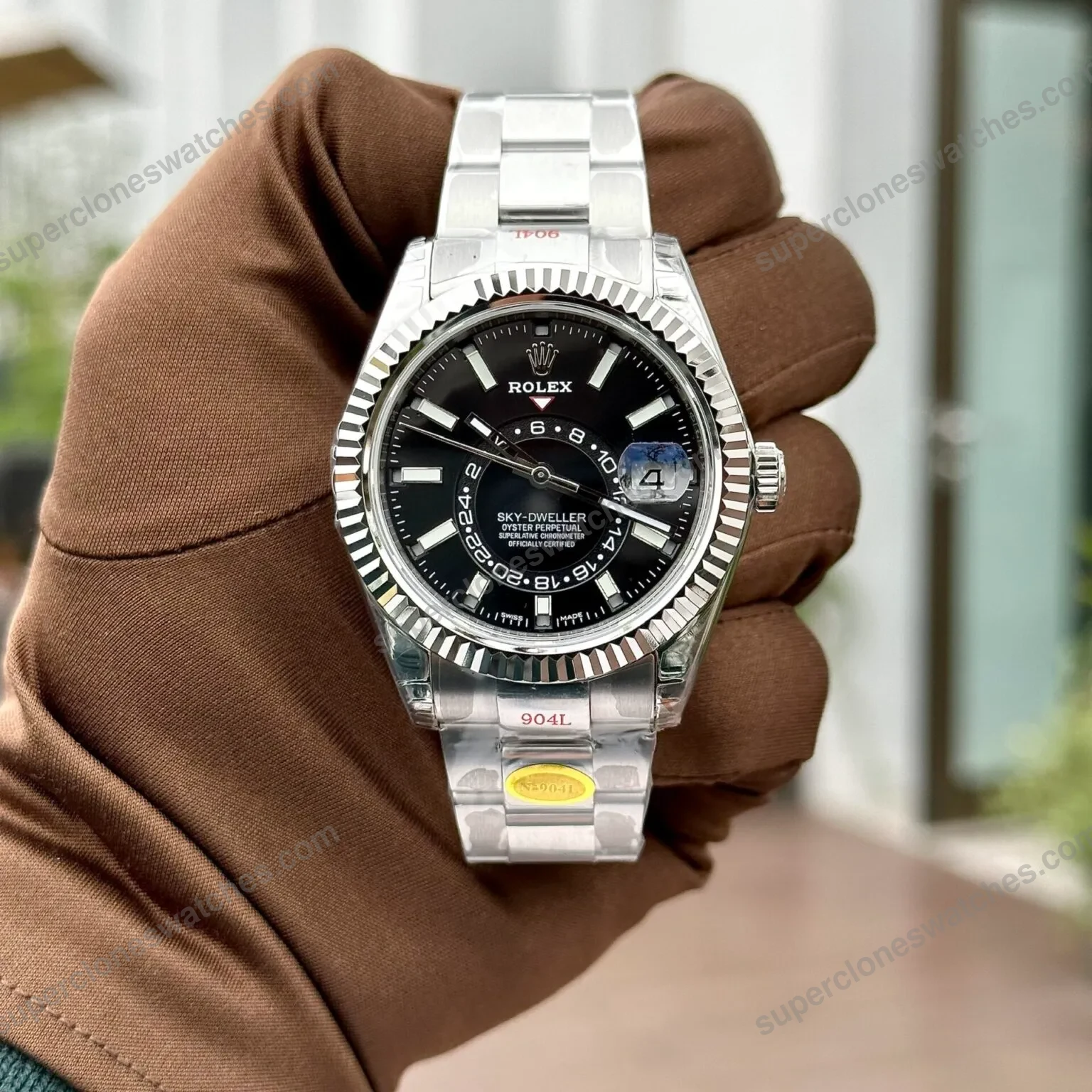 Super-Clone-Rolex-Sky-Dweller-Bright-black-Dial-336934-Oyster-2