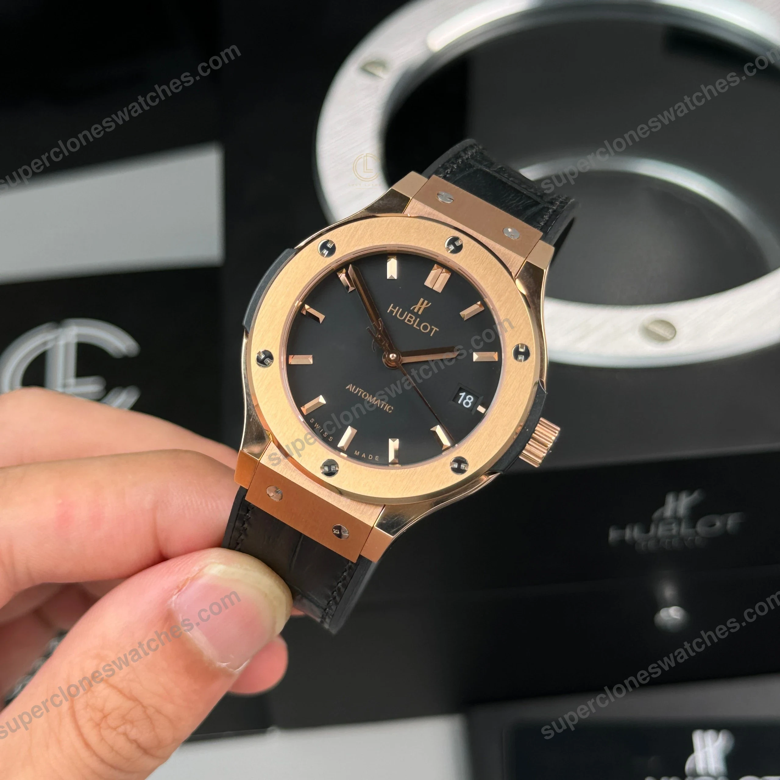 Super-Clone-Hublot-Classic-Fusion-Rose-Gold-Titanium-38mm-Black-Dial-Unisex-Size-3
