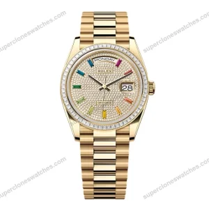 Super-Clone-Rolex-Day-Date-Diamond-Paved-Dial-128398tbr-0012-36-mm-1