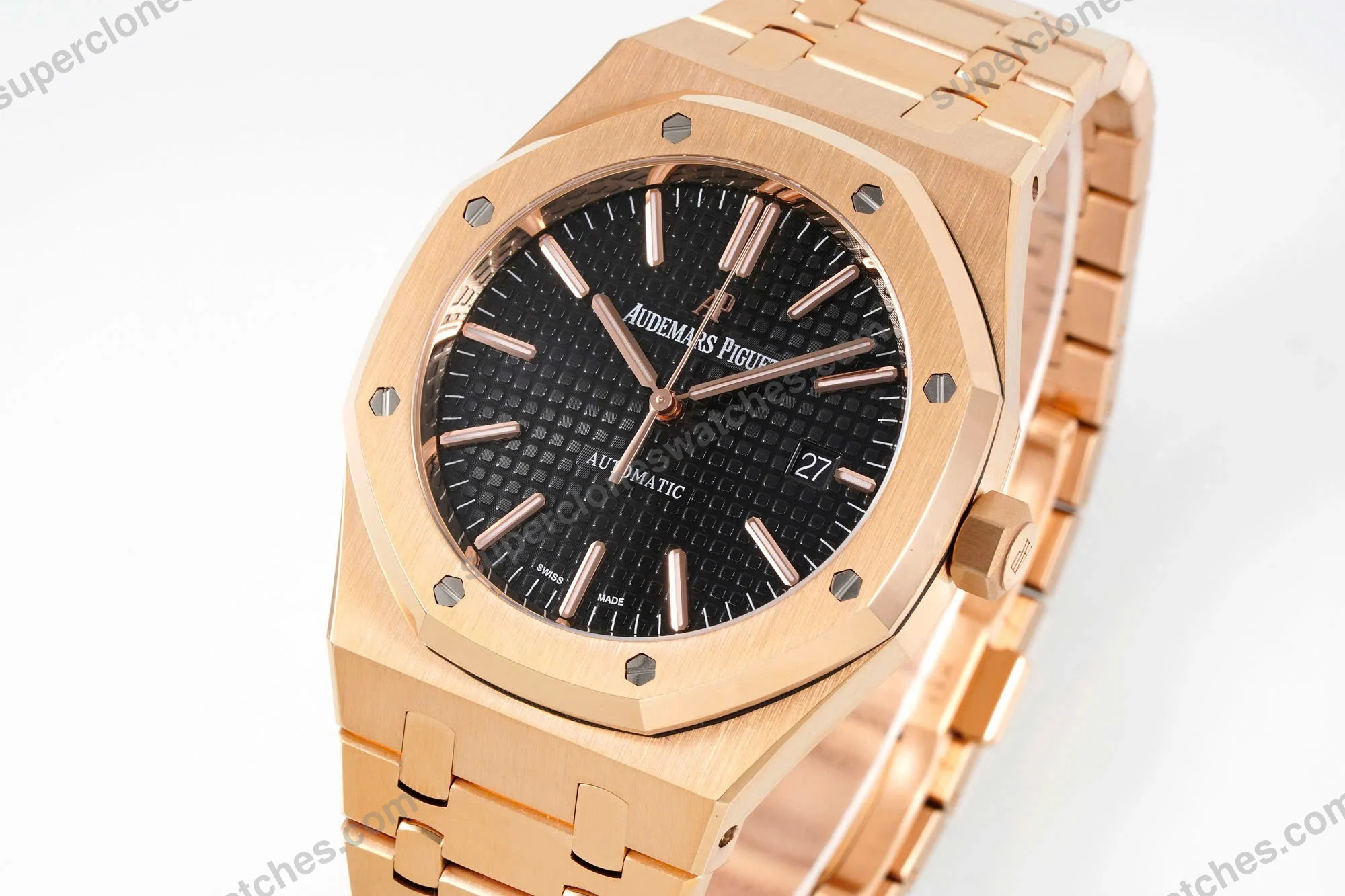 Super-Clone-Audemars-Piguet-Royal-Oak-Selfwinding-15400OR-41mm-Black-Dial-Rose-G-4