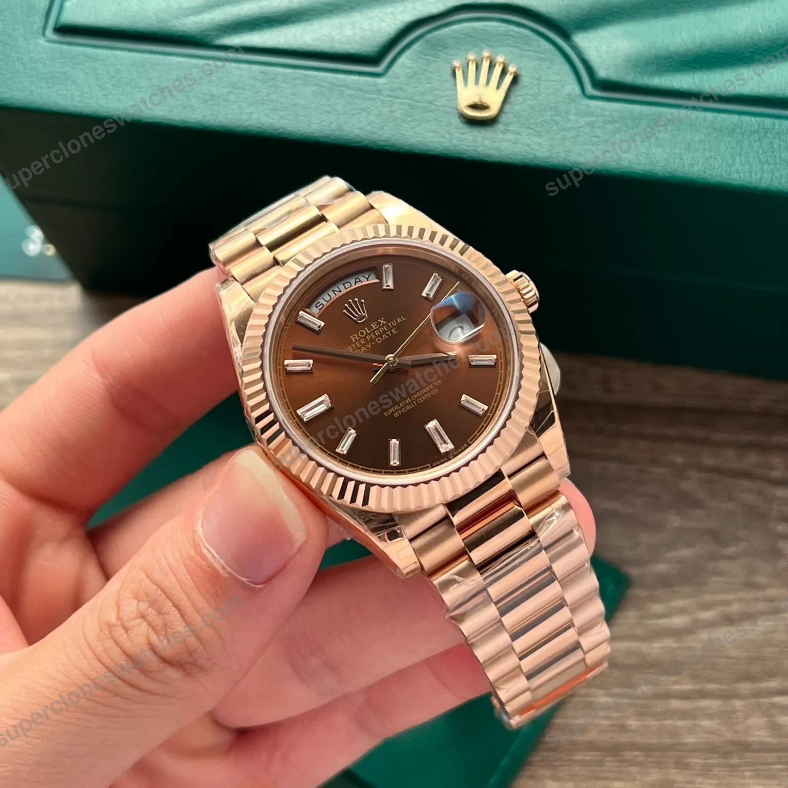 Super-Clone-Rolex-Day-Date-Chocolate-Diamond-Dial-228235-0003-40-mm-2