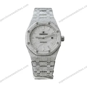 Super-Clone-Audemars-Piguet-Royal-Oak-15400ST-41mm-Full-Moissanite-Hongkong-–-1