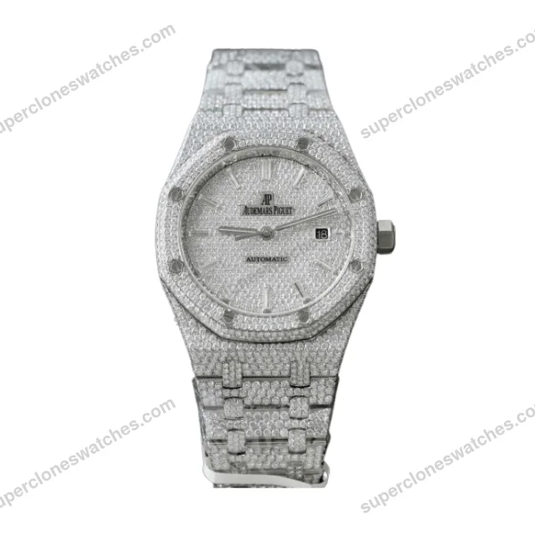Super-Clone-Audemars-Piguet-Royal-Oak-15400ST-41mm-Full-Moissanite-Hongkong-–-1