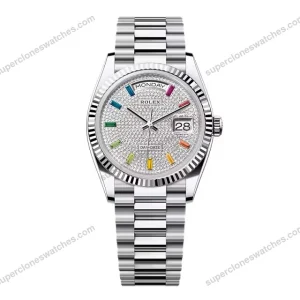 Super-Clone-Rolex-Day-Date-Diamond-Paved-Dial-128236-0003-36-mm-1