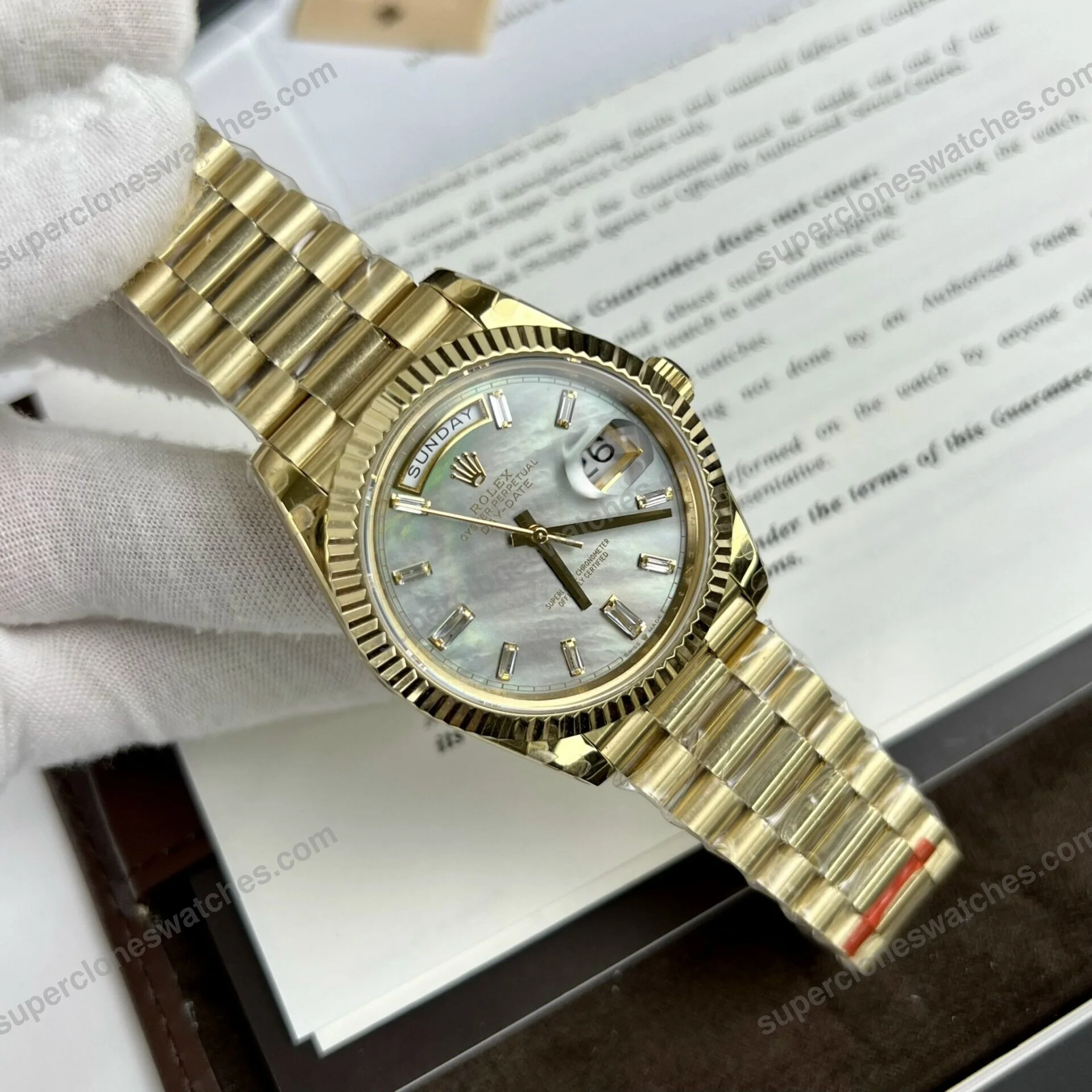 Super-Clone-Rolex-Day-Date-White-Mother-of-Pearl-Diamond-Dial-128238-0123-36-mm-2
