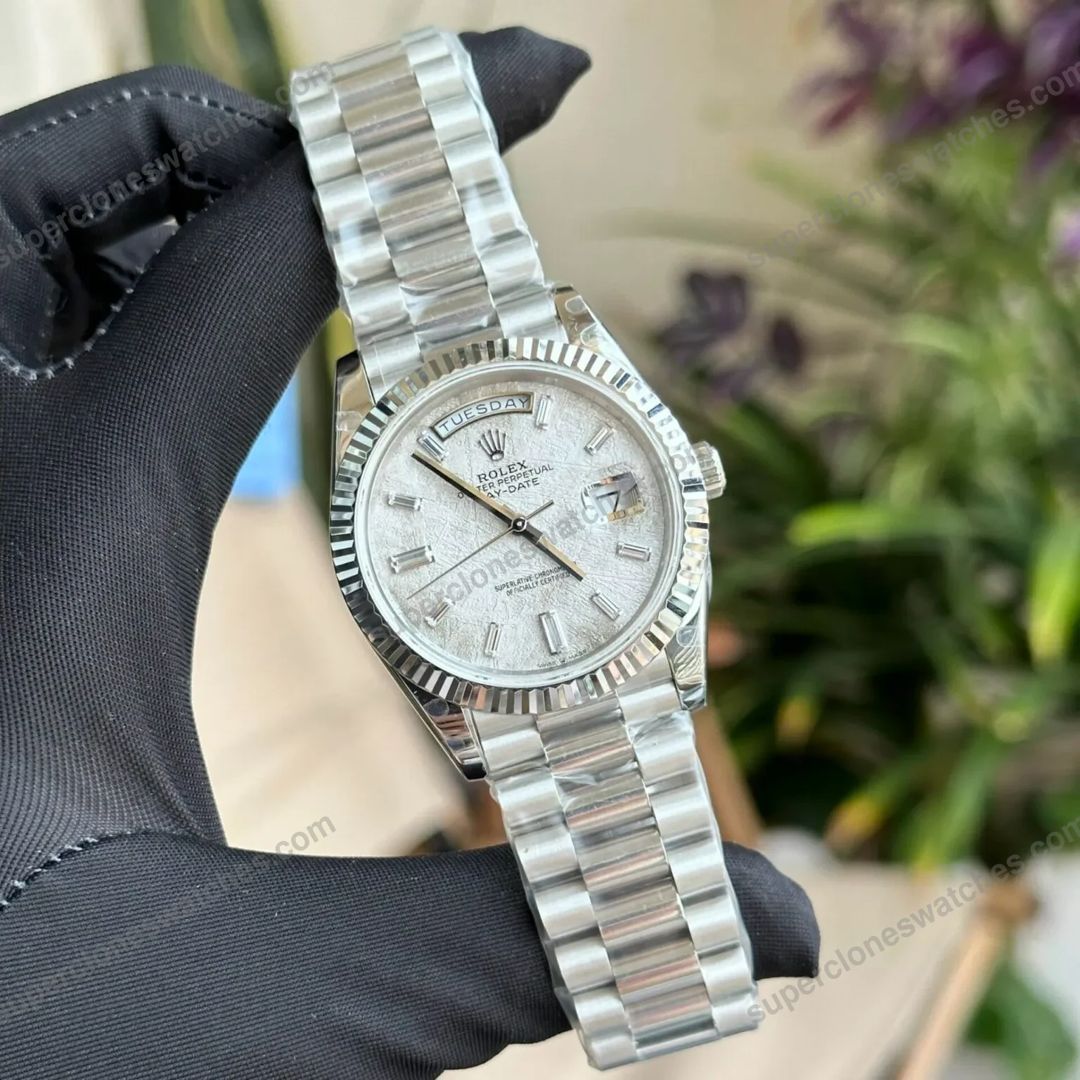 Super-Clone-Rolex-Day-Date-Meteorite-Diamond-Dial-228236-0011-40-mm-2
