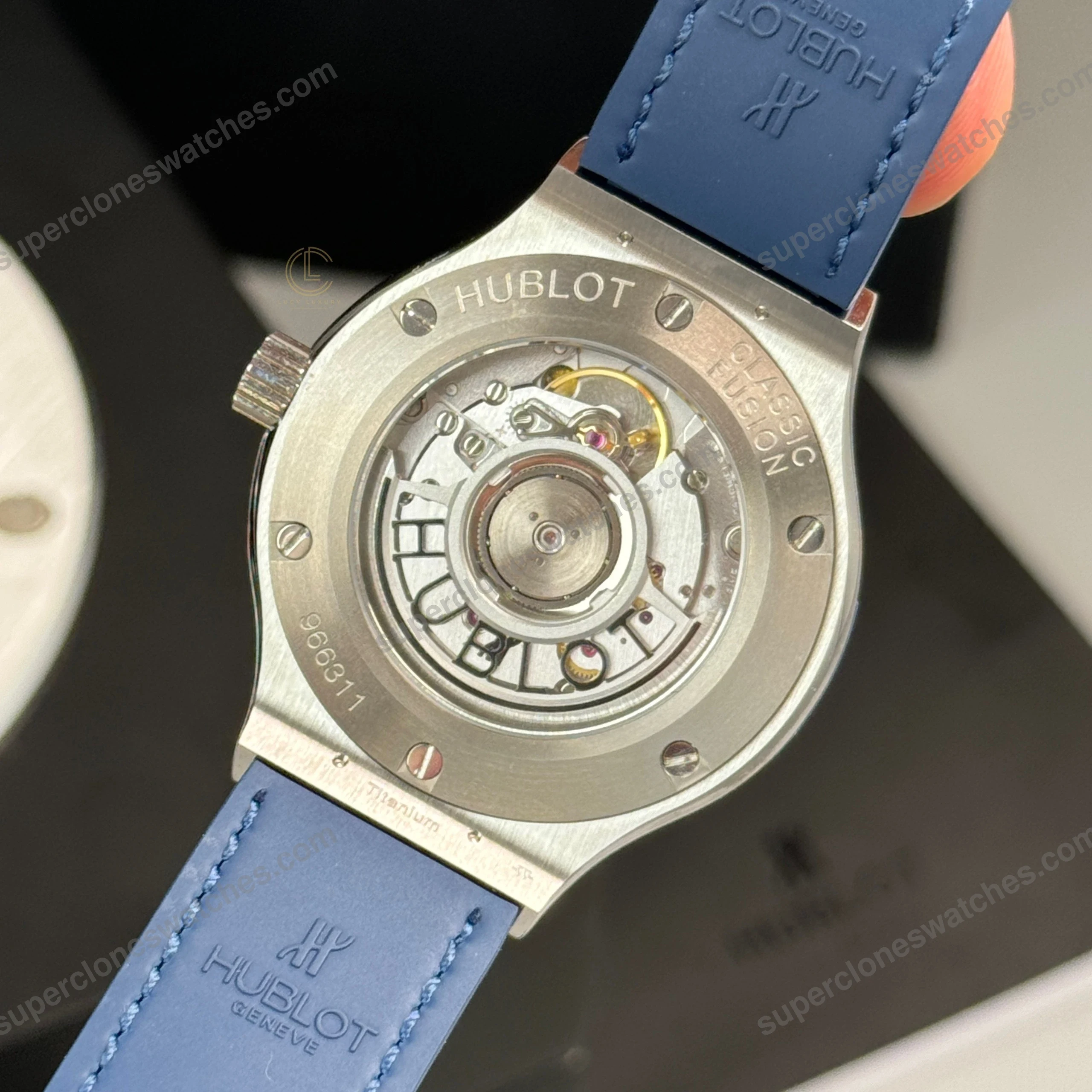 Super-Clone-Hublot-Classic-Fusion-Titanium-38mm-Blue-Dial-Unisex-Size-6
