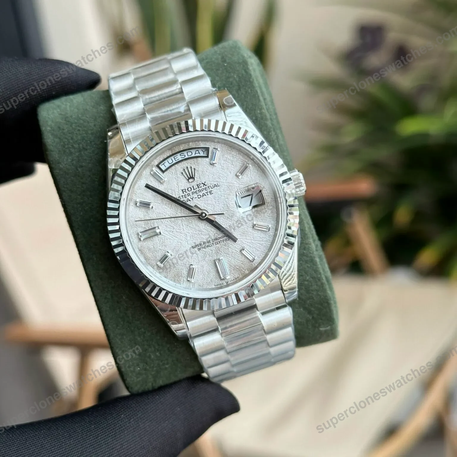 Super-Clone-Rolex-Day-Date-Meteorite-Diamond-Dial-228236-0011-40-mm-5