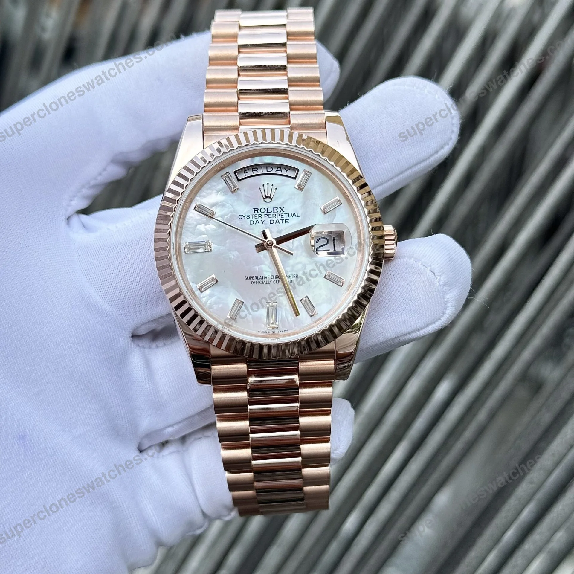 Super-Clone-Rolex-Day-Date-White-Mother-of-Pearl-Diamond-Dial-128235-0078-36-mm-2