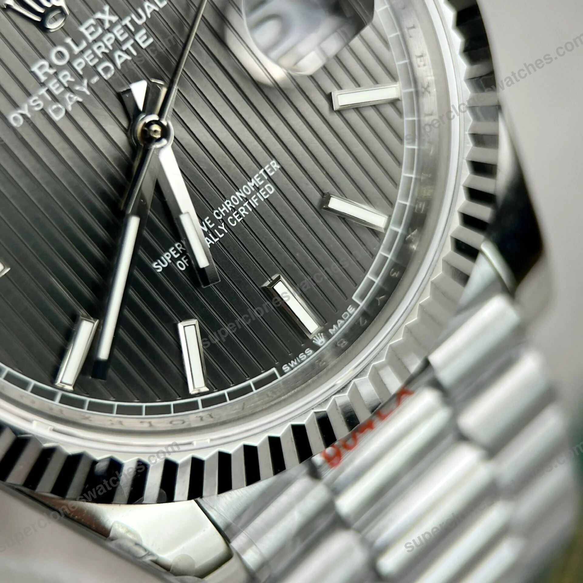 Super-Clone-Rolex-Day-Date-Grey-Stick-Tapestry-Dial-228239-0002-40-mm-6