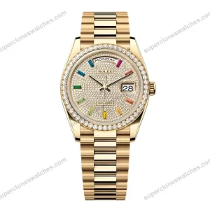 Super-Clone-Rolex-Day-Date-Diamond-Paved-Dial-128348rbr-0030-36-mm-1