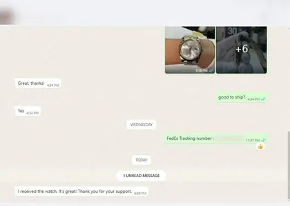 Customer message: I received the watch. It's great!