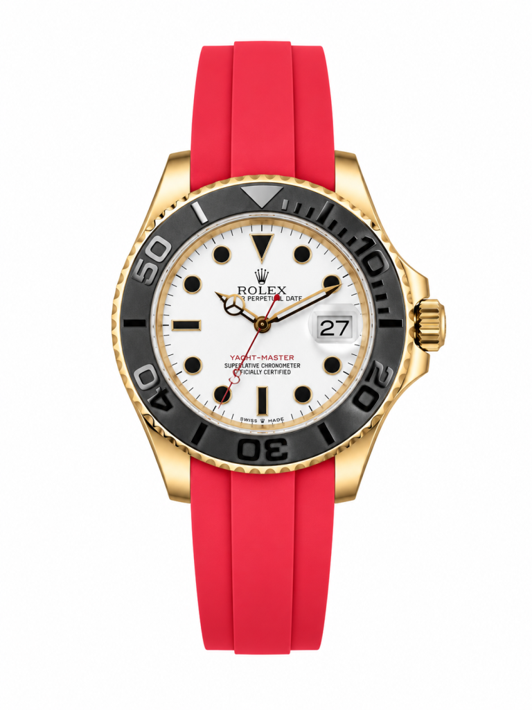 Super Clone Rolex Yacht-Master Gold White Dial Oysterflex