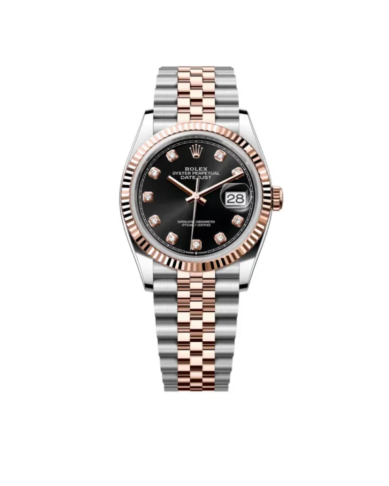 Super Clone Rolex Datejust 31mm Black Diamond Dial Rose Gold Jubilee