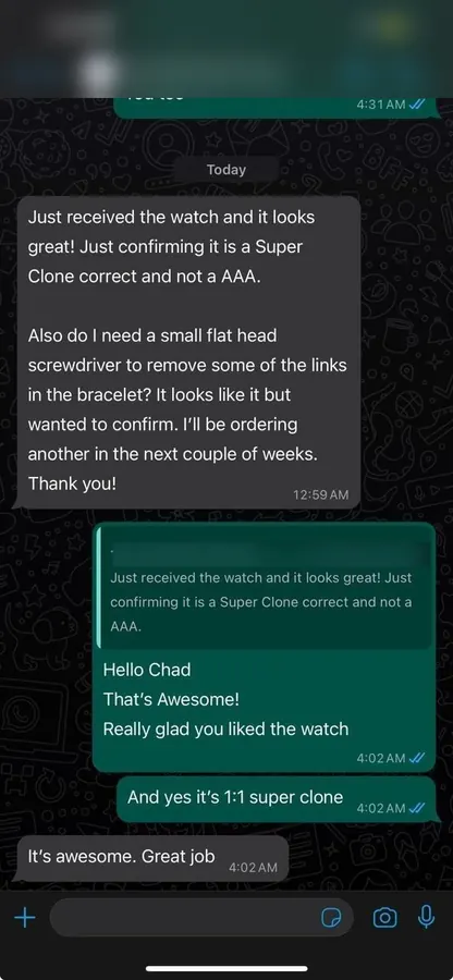 Customer message: Just received the watch and it looks great!