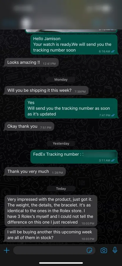 Customer message: Very impressed — I could not tell the difference.