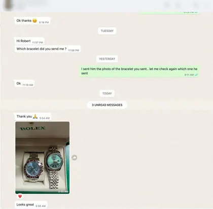 Customer message: Thank you — looks great.