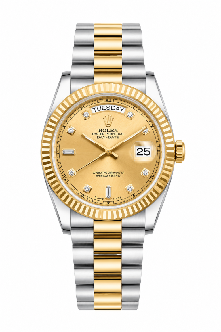 Super Clone Rolex Day-Date Two Tone Champagne Diamond Dial
